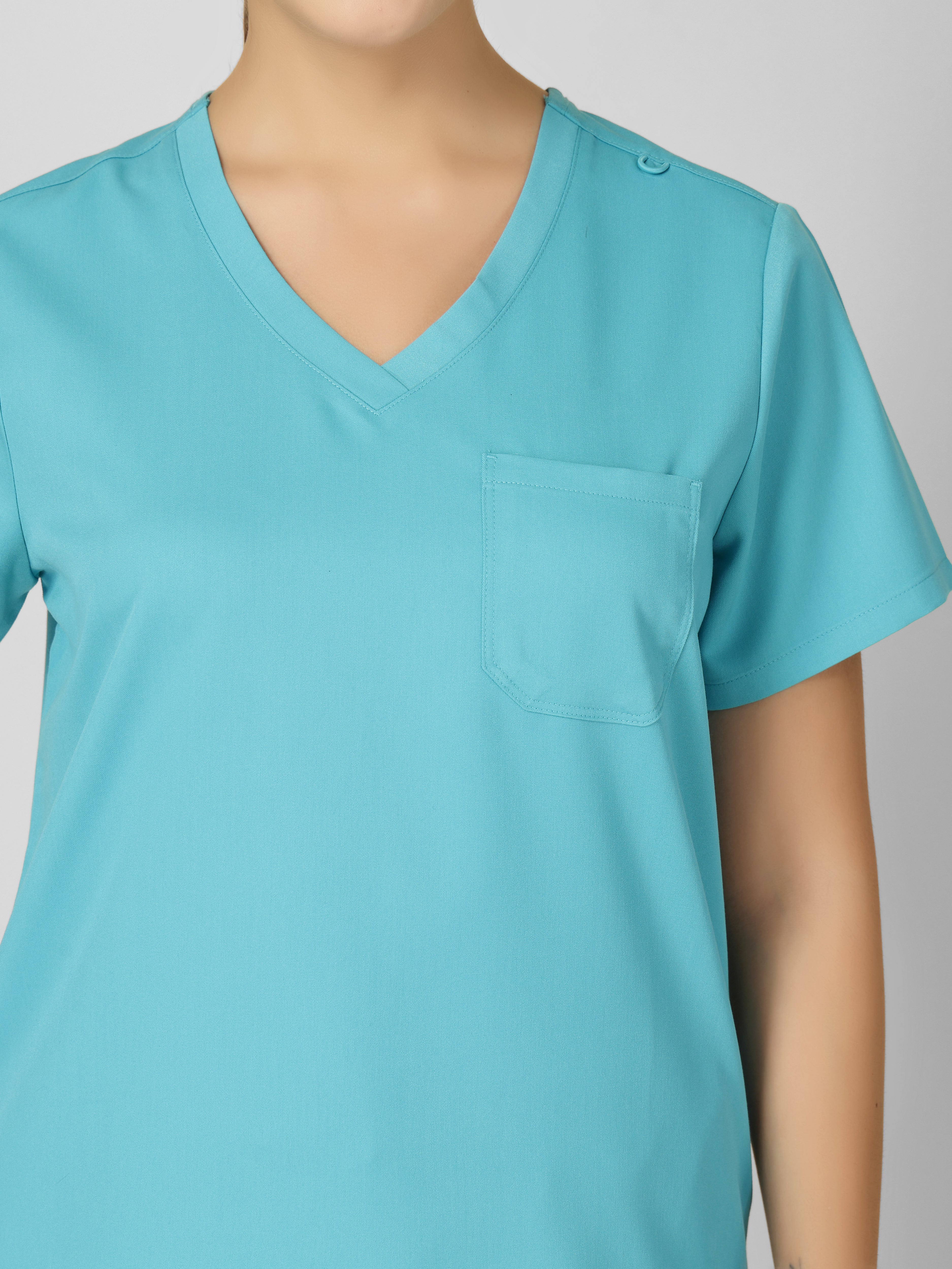 Women's V-Neck Short Sleeve CF Pocket Scrub Top