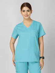 Women's V-Neck Short Sleeve CF Pocket Scrub Top