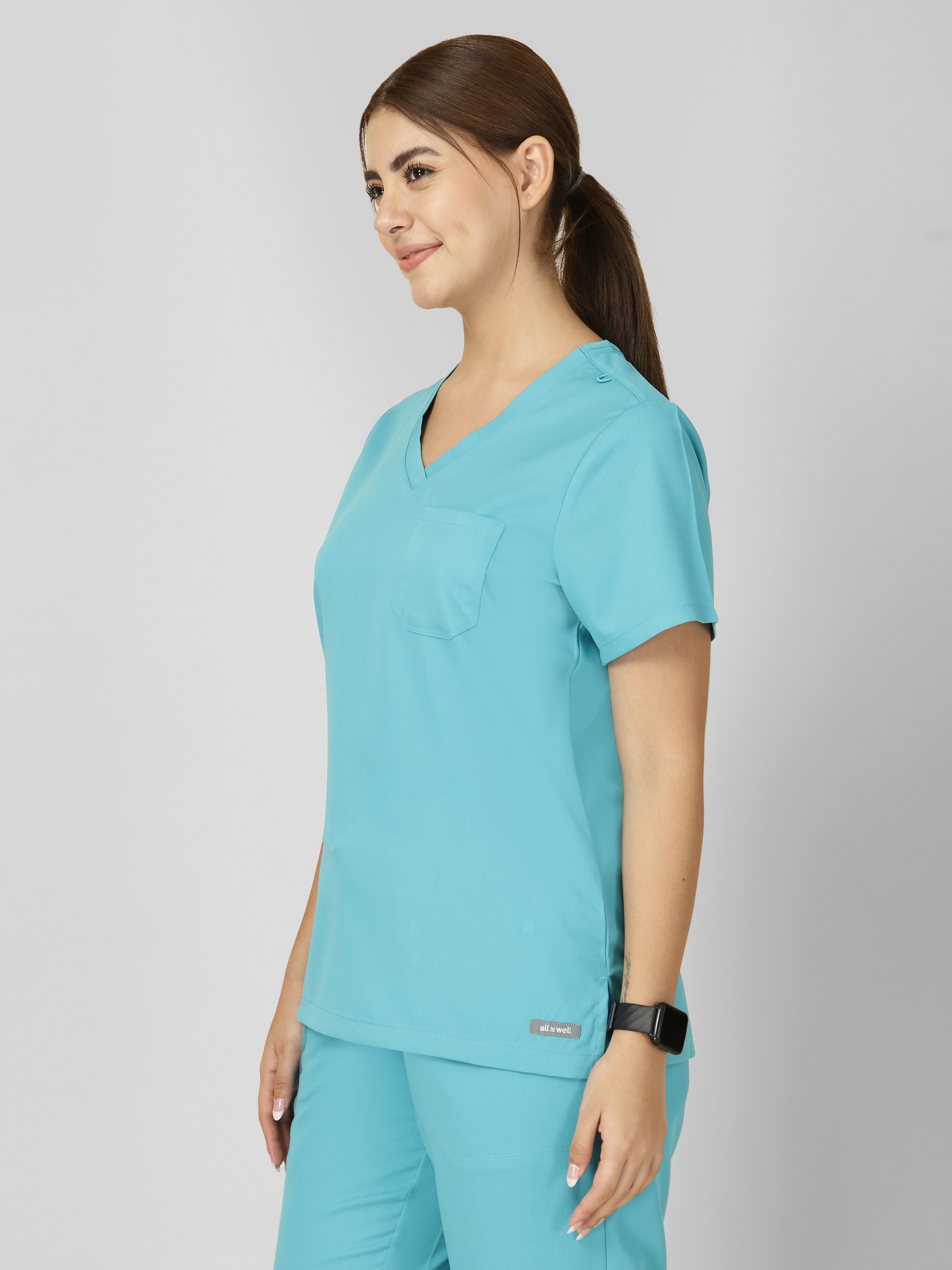 Women's V-Neck Short Sleeve CF Pocket Scrub Top