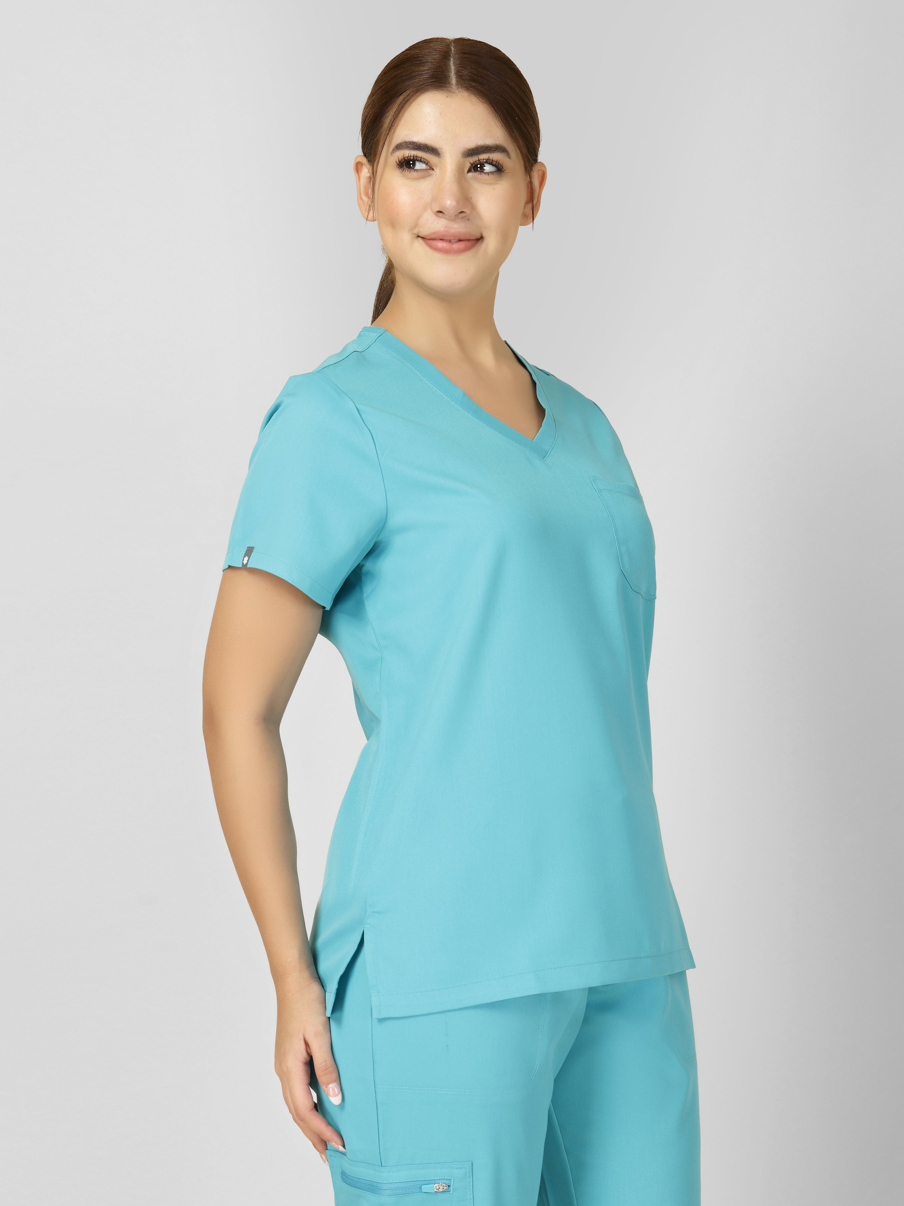 Women's V-Neck Short Sleeve CF Pocket Scrub Top