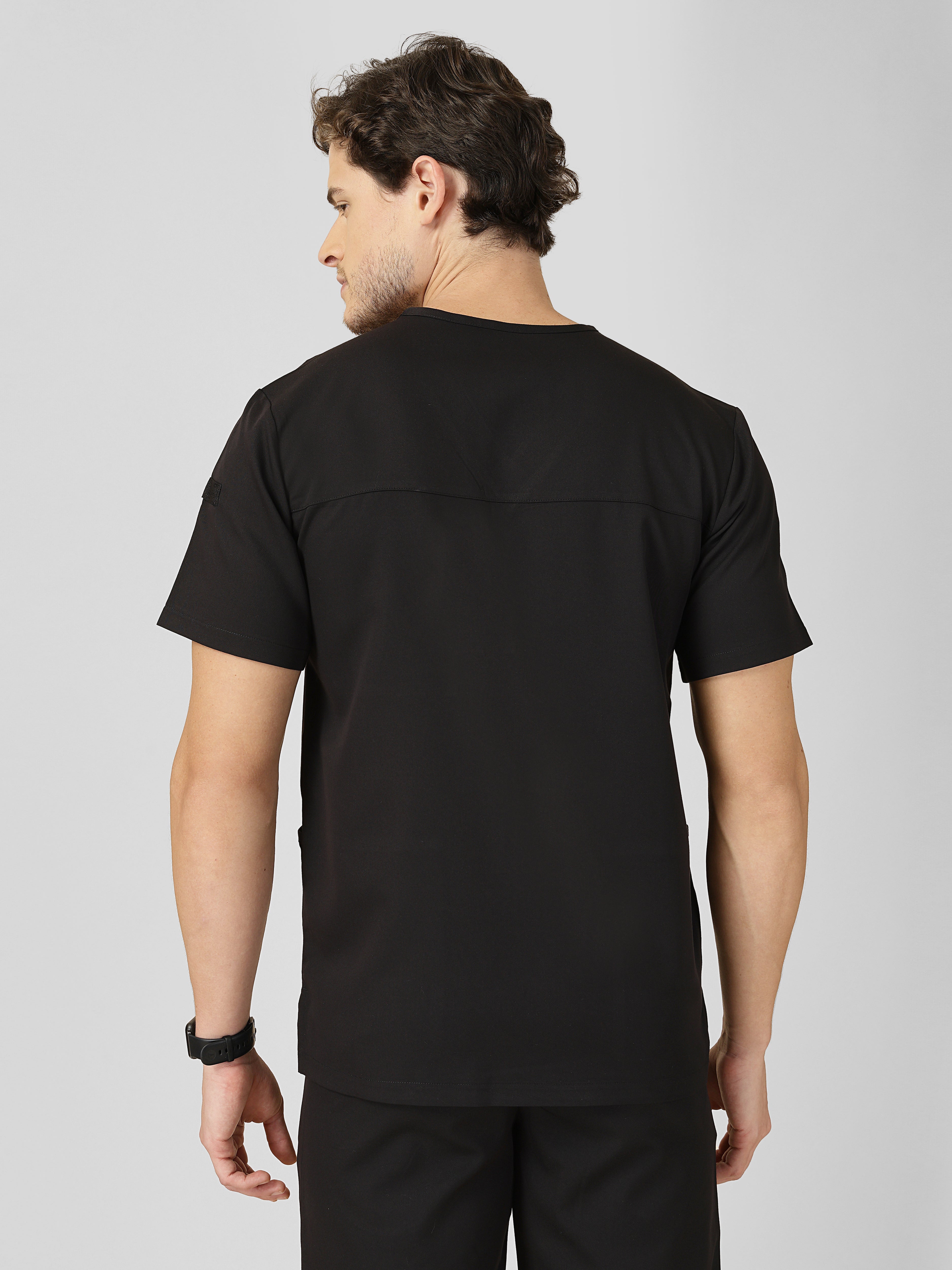 Men's V-Neck 4 Pocket Scrub Top w Utility Pocket