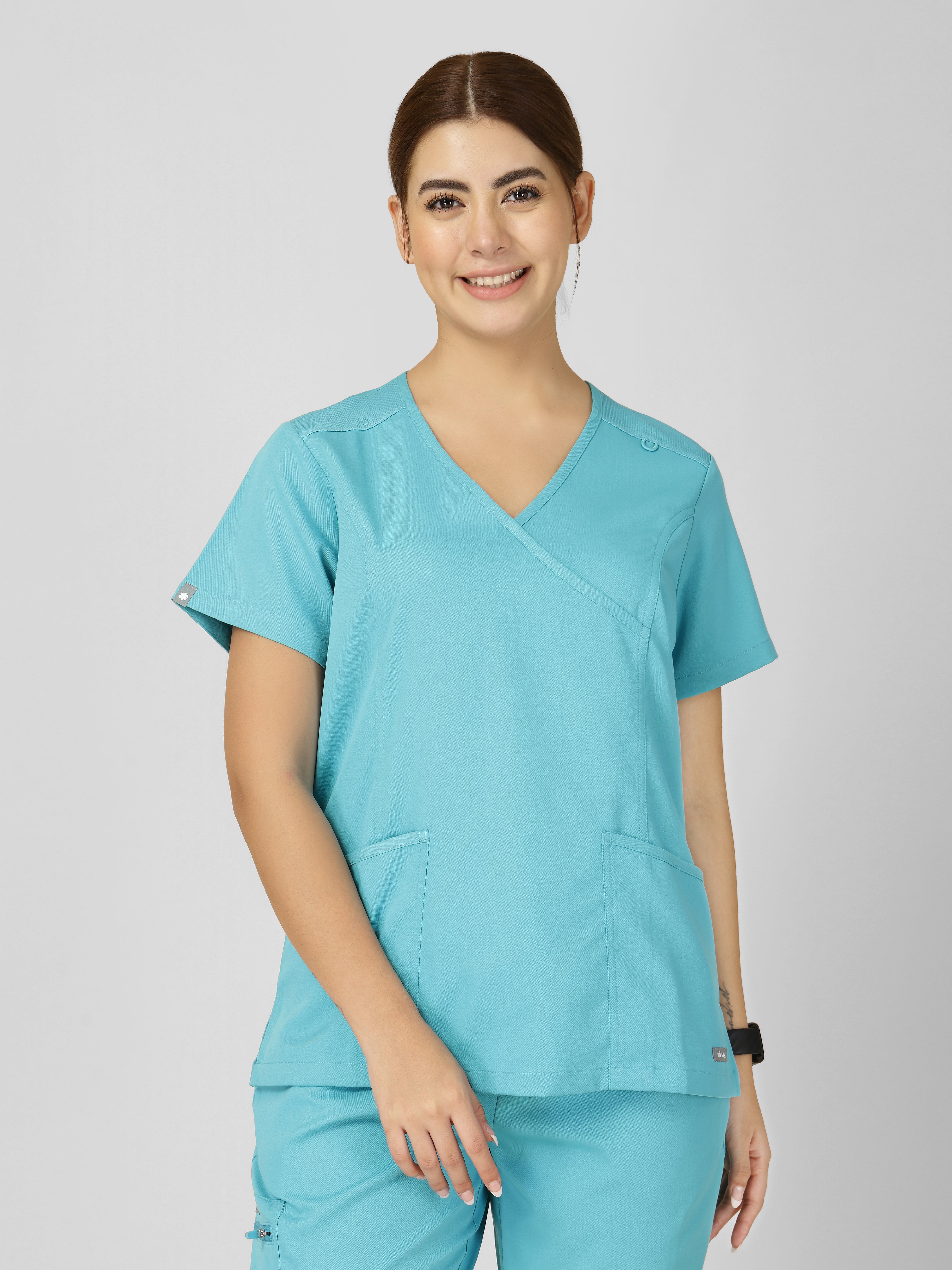 Women's V-Neck Short Sleeve Princess Seams Scrub Top