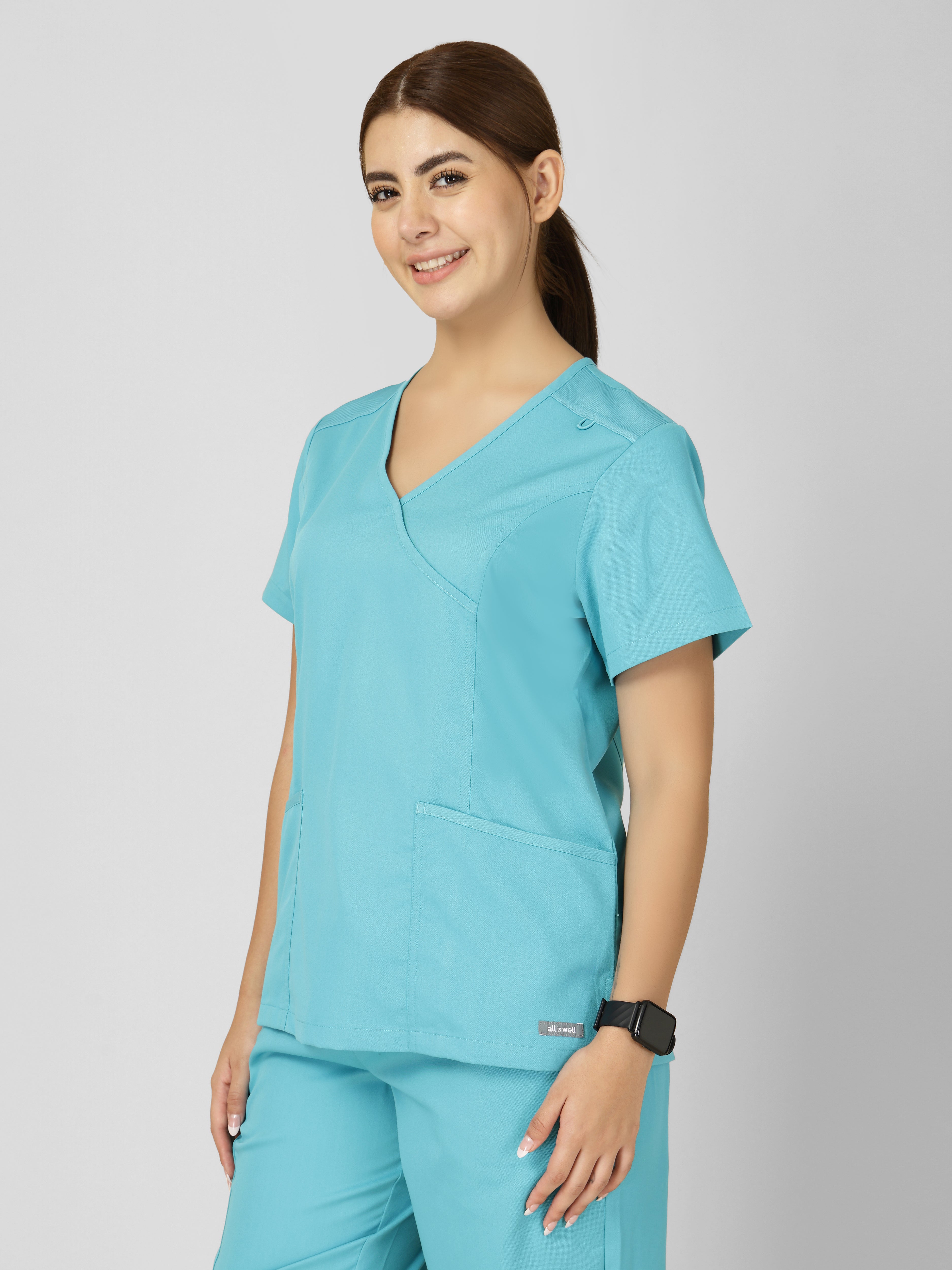 Women's V-Neck Short Sleeve Princess Seams Scrub Top