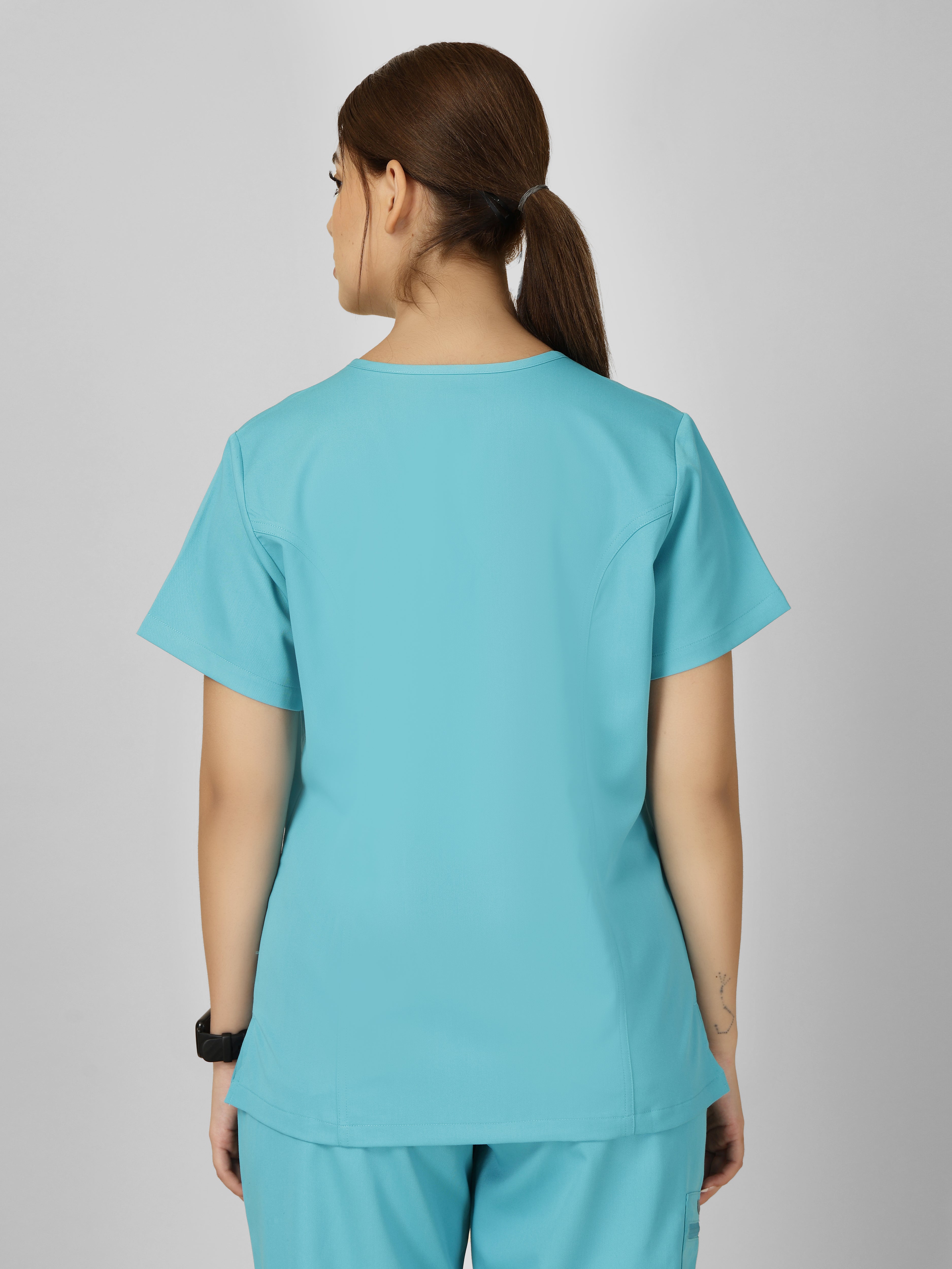 Women's V-Neck Short Sleeve Princess Seams Scrub Top