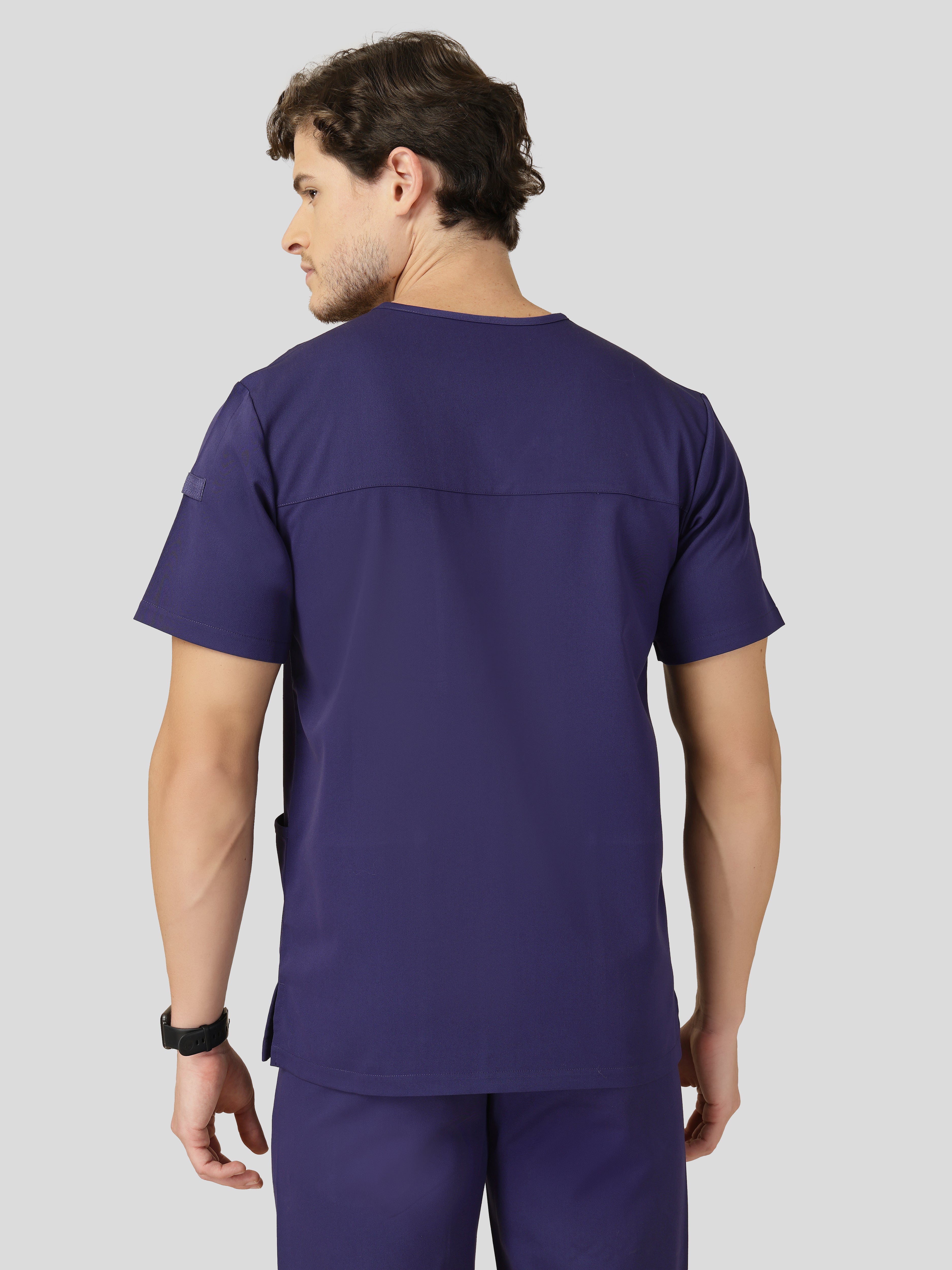 Men's V-Neck 4 Pocket Scrub Top w Utility Pocket