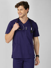 Men's V-Neck 4 Pocket Scrub Top w Utility Pocket