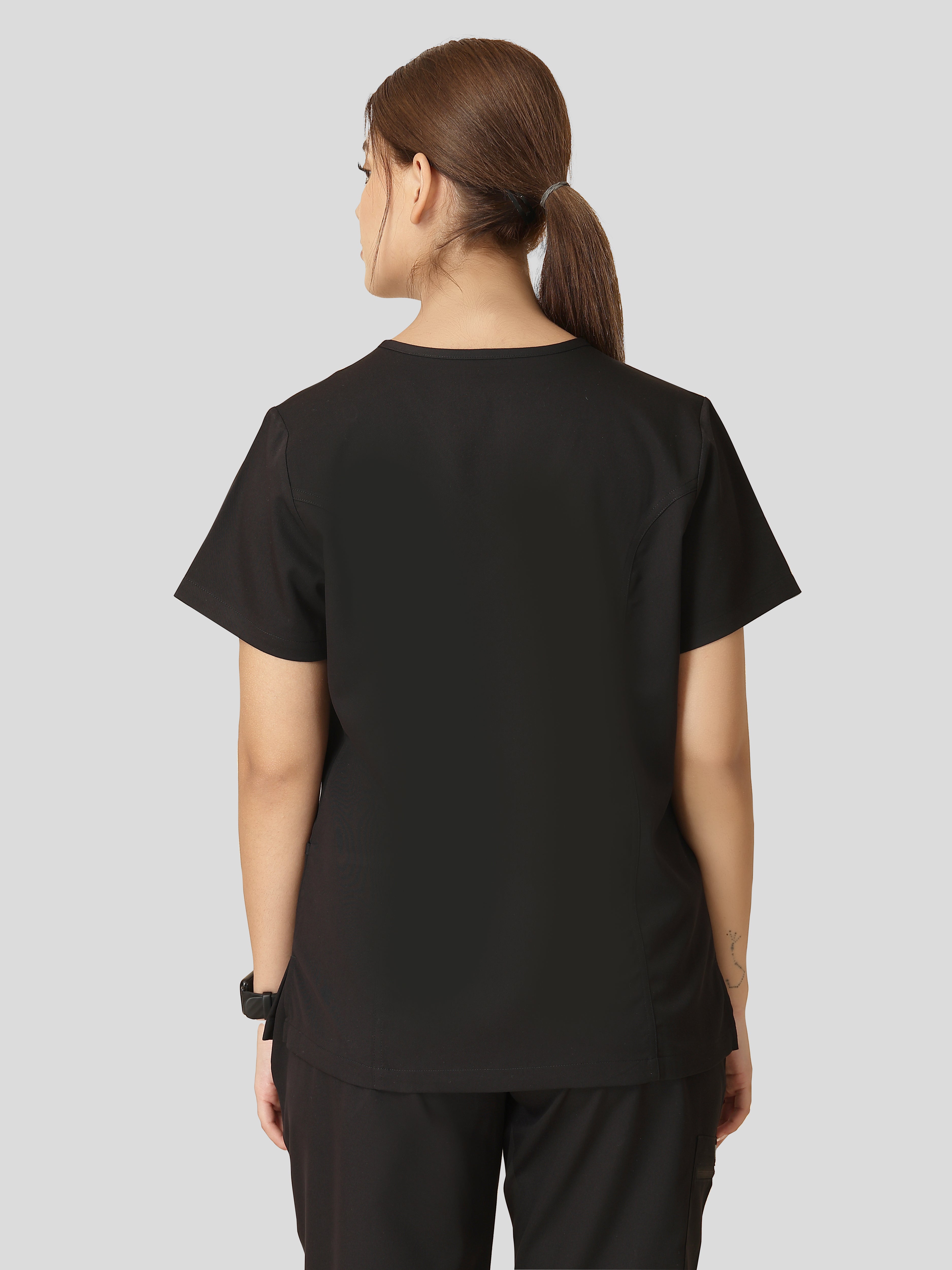 Women's V-Neck Short Sleeve Princess Seams Scrub Top