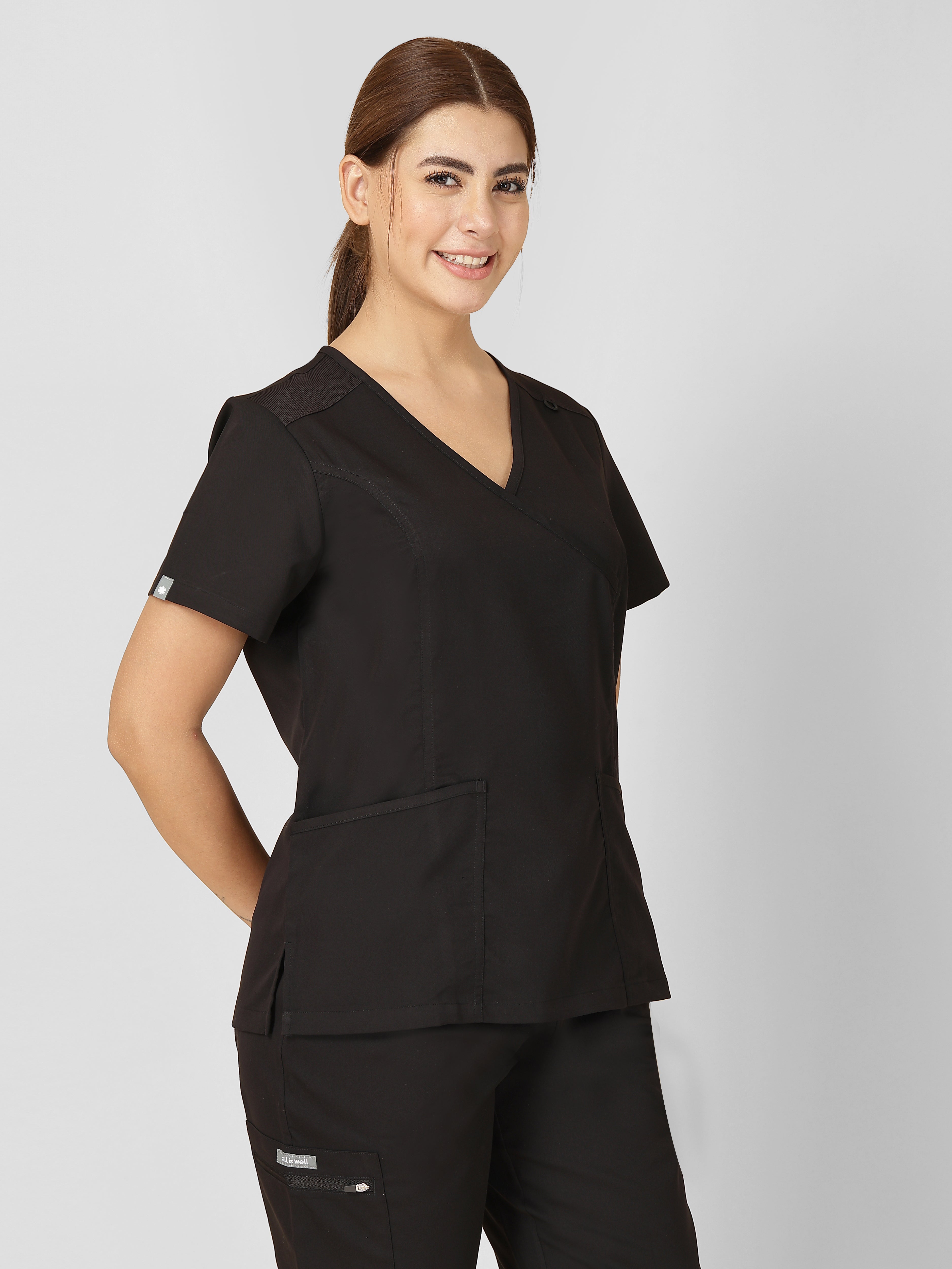 Women's V-Neck Short Sleeve Princess Seams Scrub Top