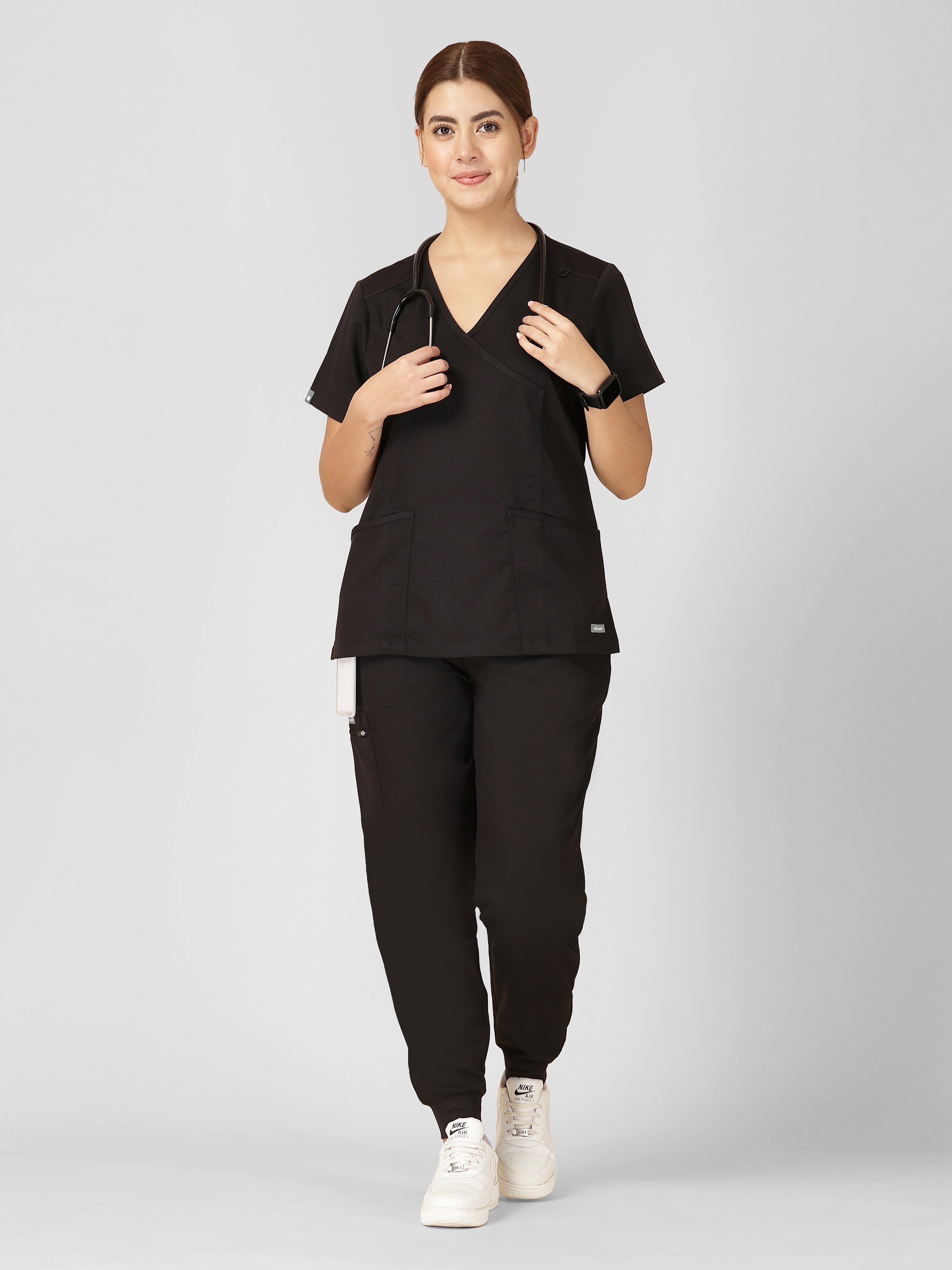 Women's V-Neck Short Sleeve Princess Seams Scrub Top