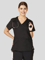 Women's V-Neck Short Sleeve Princess Seams Scrub Top