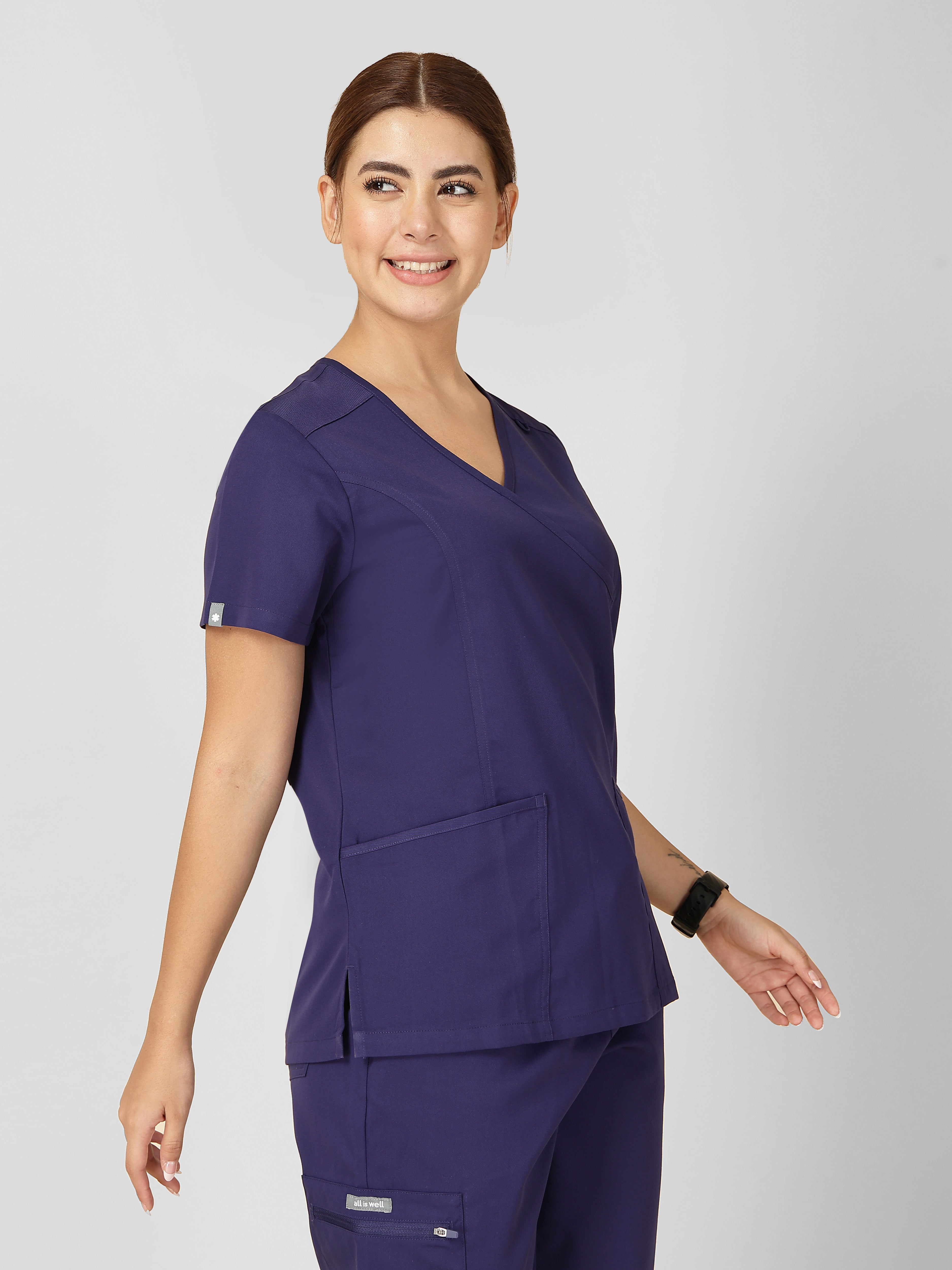 Women's V-Neck Short Sleeve Princess Seams Scrub Top