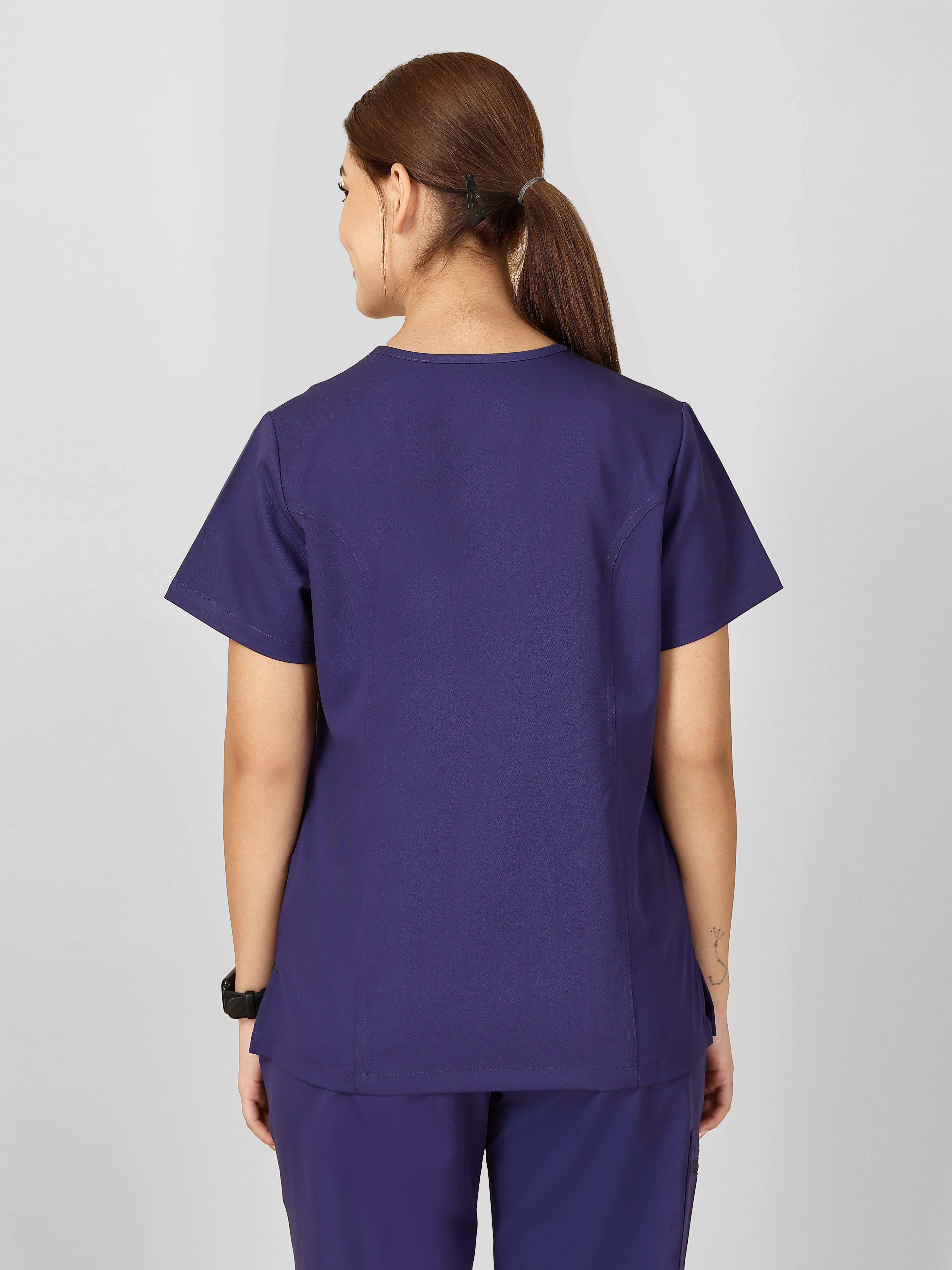 Women's V-Neck Short Sleeve Princess Seams Scrub Top