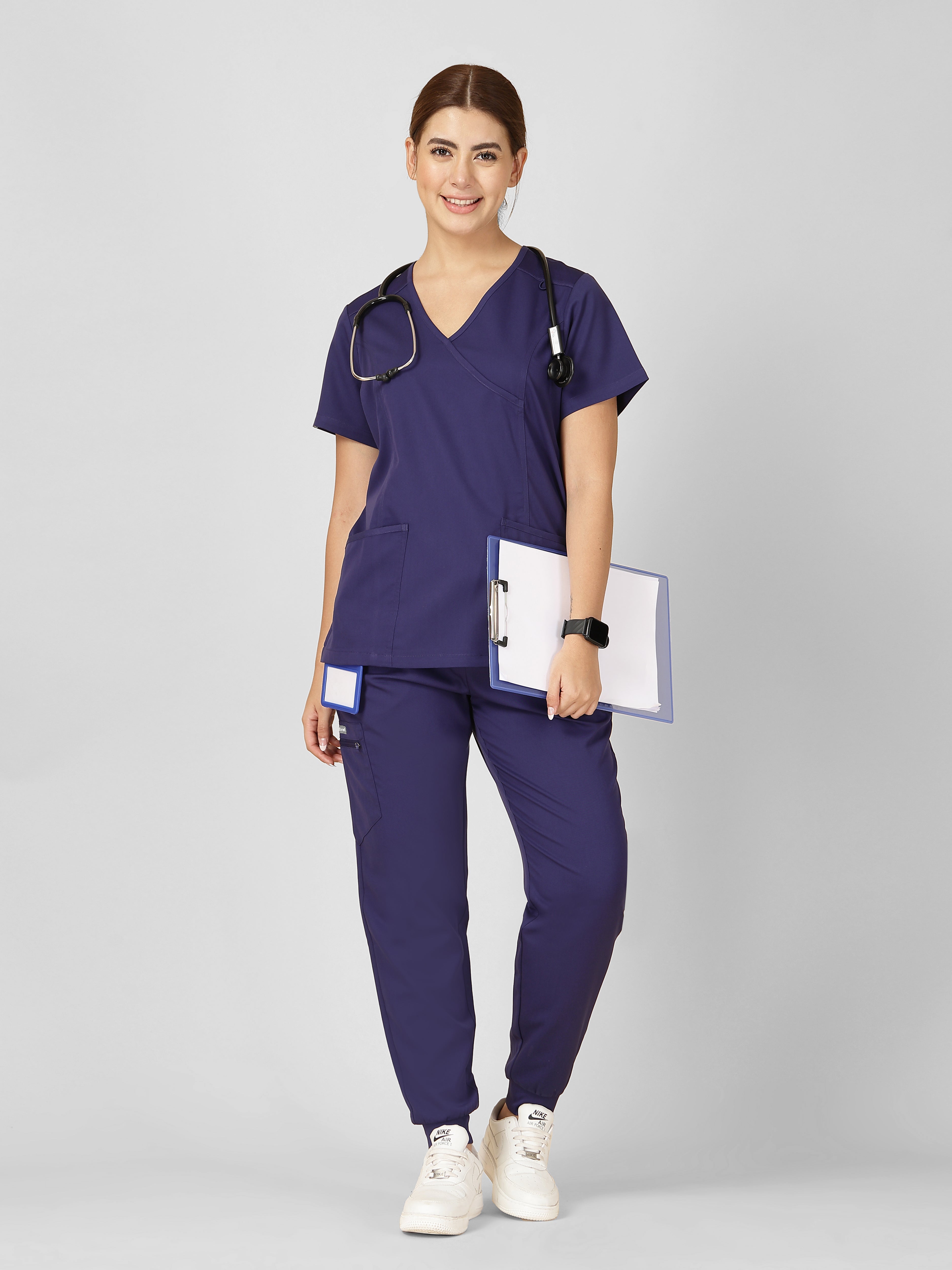 Women's V-Neck Short Sleeve Princess Seams Scrub Top