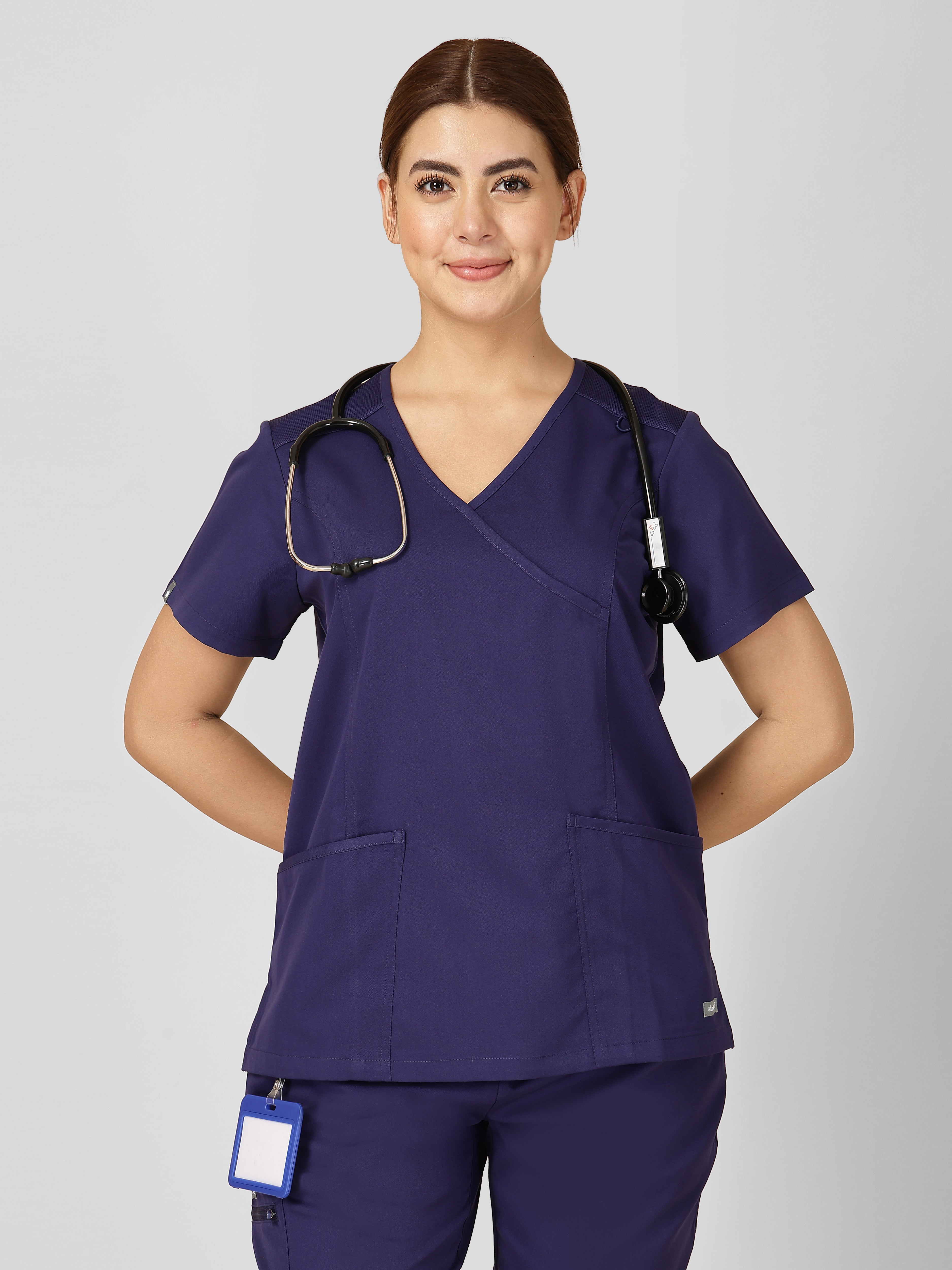 Women's V-Neck Short Sleeve Princess Seams Scrub Top